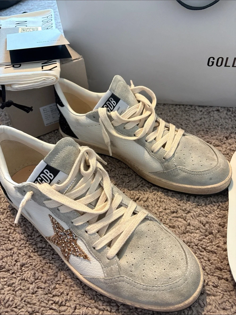 100% Authentic Golden Goose Womens nappa glitter star Ball Star sneakers - Picture 2 of 16